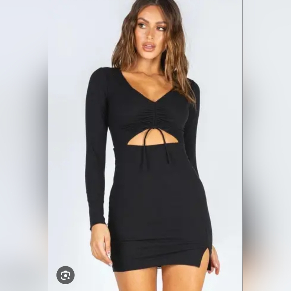 Princess Polly XX Pinch Me Mini Black Long Sleeve Dress Size 0